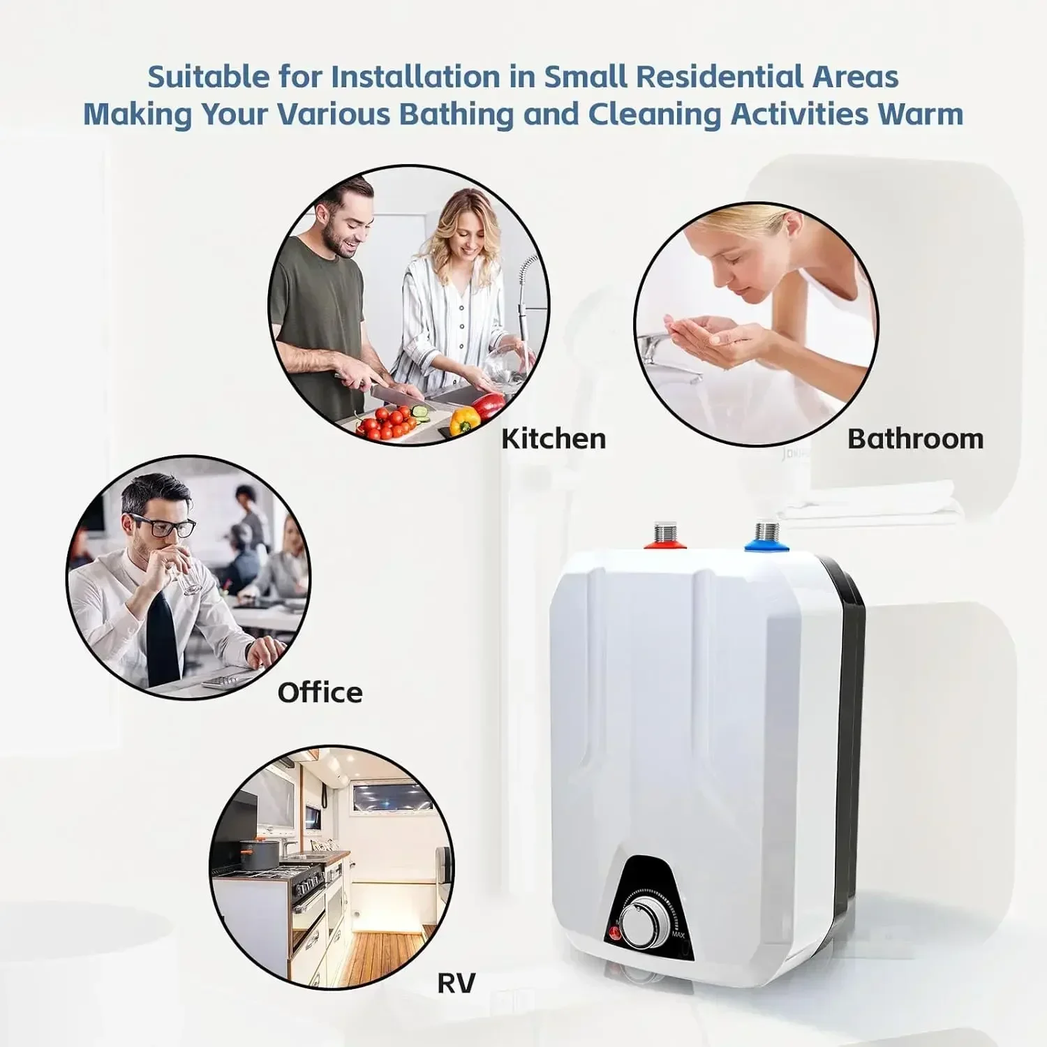 Mini aquecedor de água elétrico instantâneo, aquecedor de água quente à prova d'água 1500w para banheiro, cozinha, chuveiro, temperatura ajustável