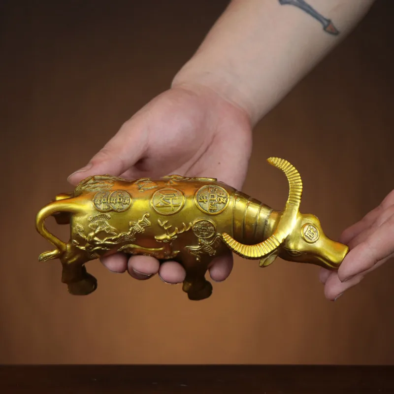Fortune Ox, Wealth Ox, Brass Zodiac Ox Desktop Ornament, New Chinese Style Craft