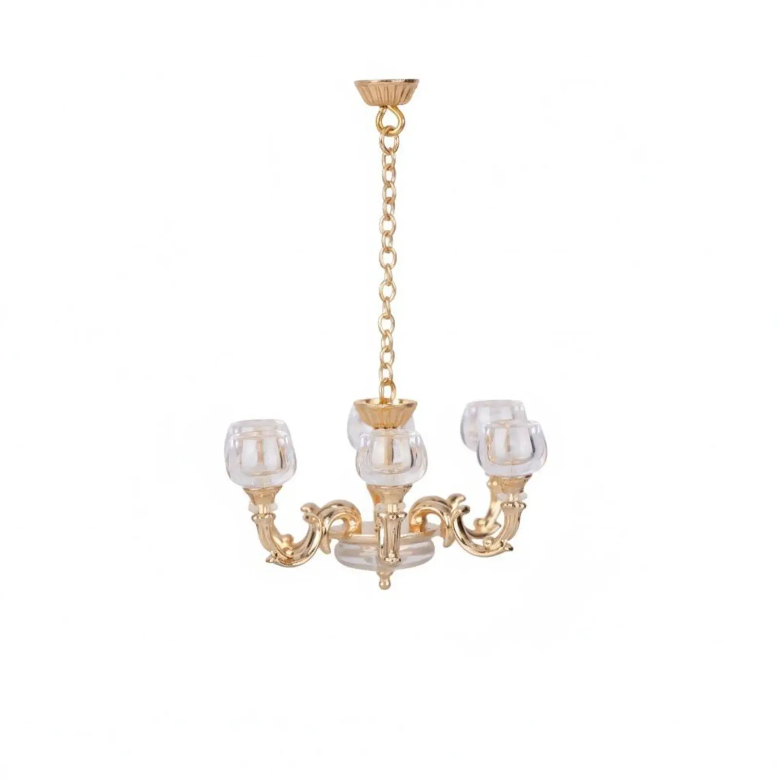 Miniature Hanging Lamp Retro Dollhouse Chandelier Model Alloy Furniture Decor for Miniature Doll House Lighting