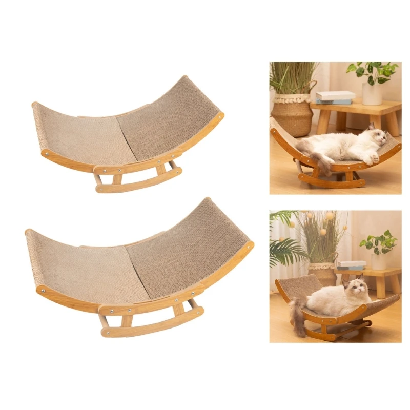 Cats Scratch Rocking Chair with Stable Stand Space Saving Wear Resistant Heavy Density Paper for Cats Scratch Supply