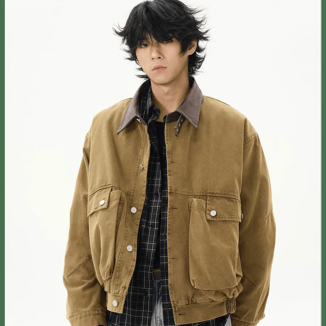 

2025 New Vintage Maillard Barn Style Jacket for Men, Couples Brown Corduroy Lapel Workwear Coat, Retro American Casual Jacket