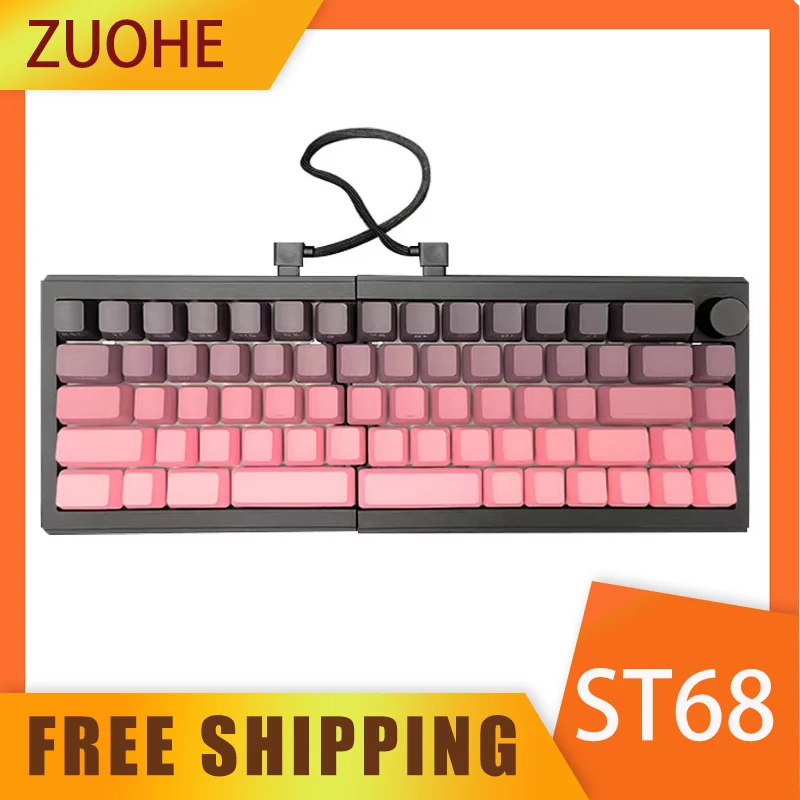 Zuohe St68 Split Mechanical Keyboard 3mode Usb/2.4g/Bluetooth Wireless Split Keyboard Customize Gaming QMK Zornher Keyboard Gift