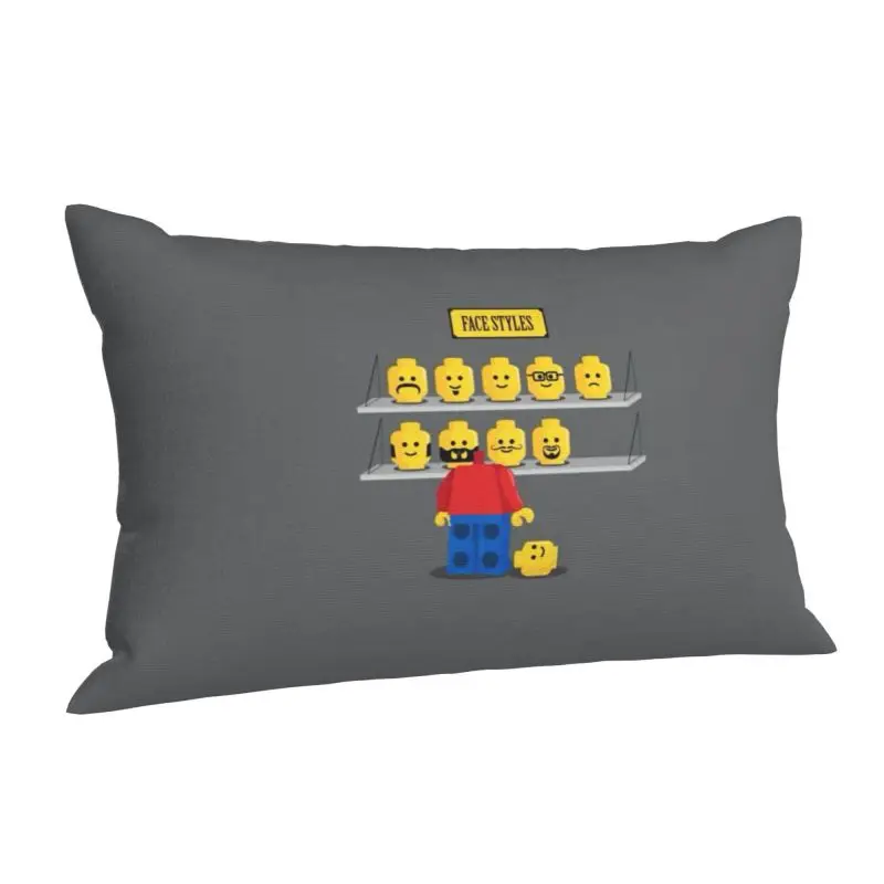 Custom L-Legoes Cartoon Pillow Case 50cmx35cm Building Block Cushions Cover Rectangle Pillowcase