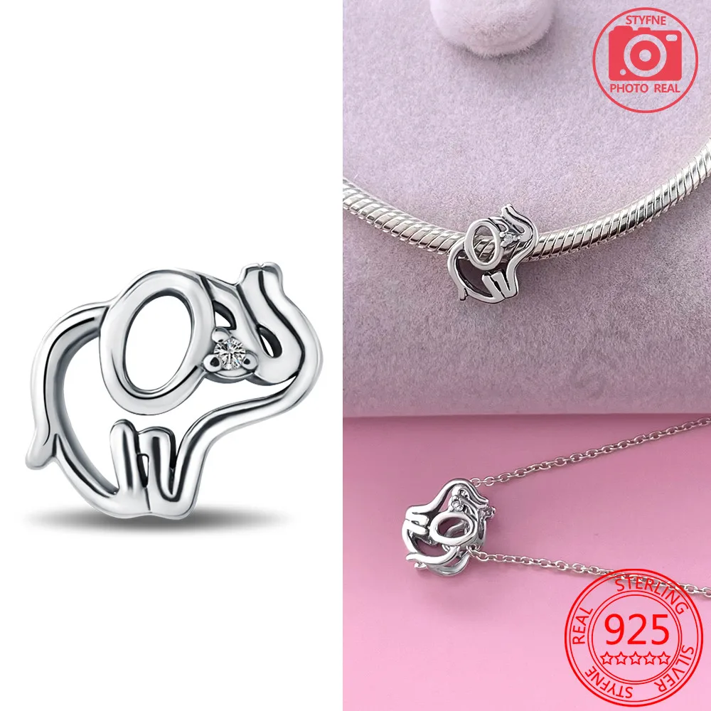 Silver 925 Openwork Elephant Hanging Sloth Charms Beads Fit Bracelet for Women Diy Fine Jewelry Making