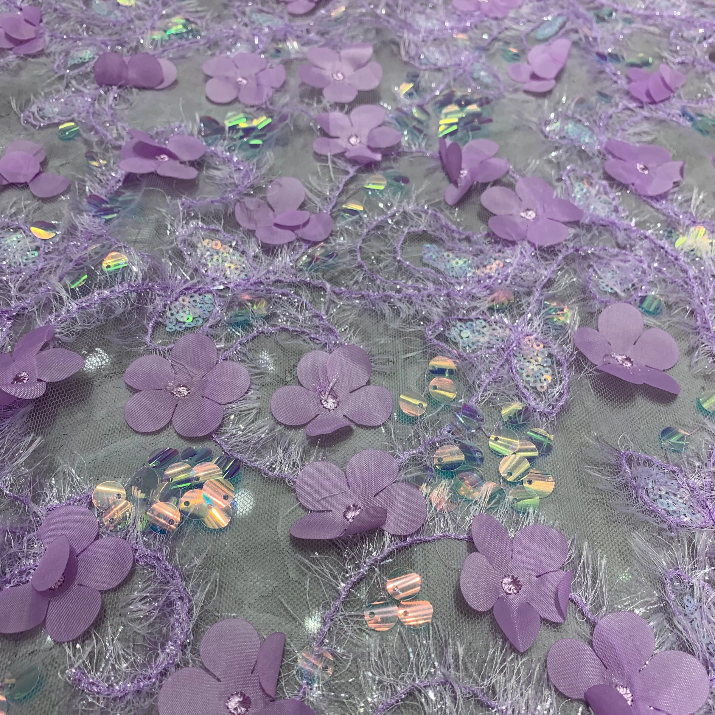 Plum blossom sequin fabric materials for wedding dresses and party dresses, Sequin embroidery fabric for design