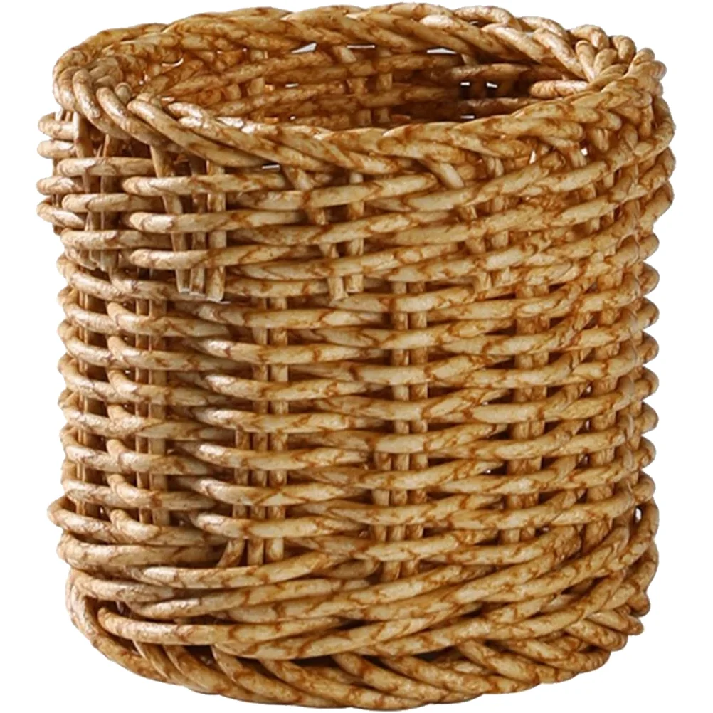 صناديق التخزين حامل القلم تقليد سلة الروطان عود قلم رصاص لأحمر الشفاه سطح المكتب