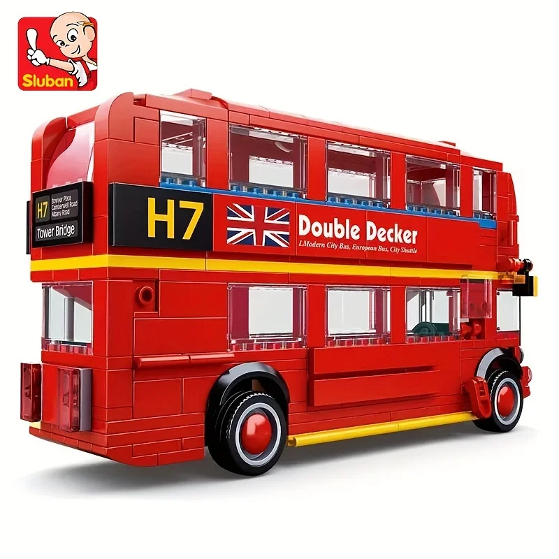 

Red London double decker bus building block assembly model, 382 beginner car toys, creative birthday gifts for boys and girls