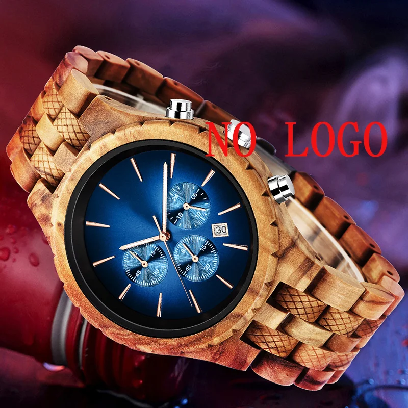 Men Watch Men\'s Wood Man Quartz Wristwatches Luminous Male Watch Chronograph Personalized Custom Logo Carved Watch Relogio