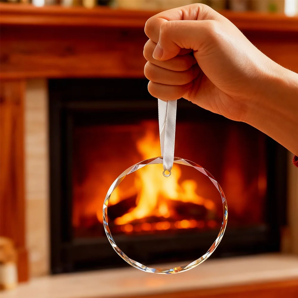 مسطح ثنائي الأبعاد، زينة إعلان التاريخ المخصص لعام 2026 - تذكار زجاجي للحمل ( أيقونة) مع تصميم مشبك الصور - عيد الميلاد