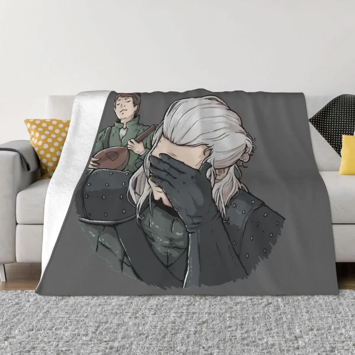 Geralt Face Palm Throw Blanket Moving Sleeping Bag Cute Plaid Stuffeds Blankets