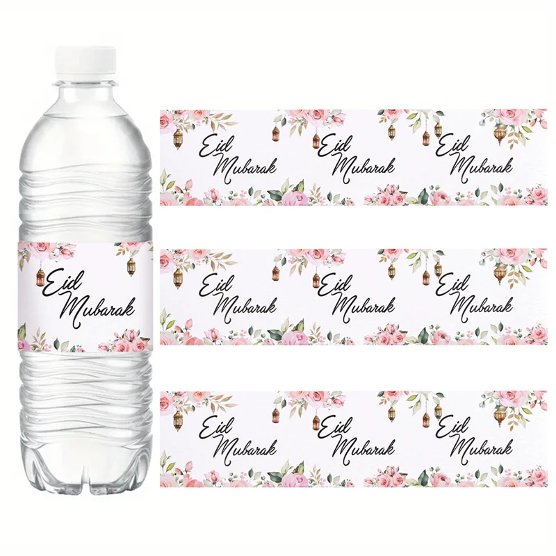 10pcs Eid Mubarak Bottle Wrapper Paper Sticker Ramadan Kareem Festival Party Decor Water Bottle Label Muslim Islamic Eid Al-fitr view 5