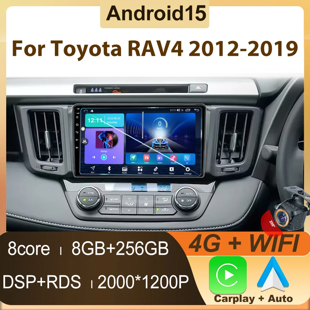 

Android 14 For Toyota RAV4 2012 2013 2015 2016-2019 Car Radio Multimedia Video GPS Navigation Auto Player Carplay 5G No 2Din DVD