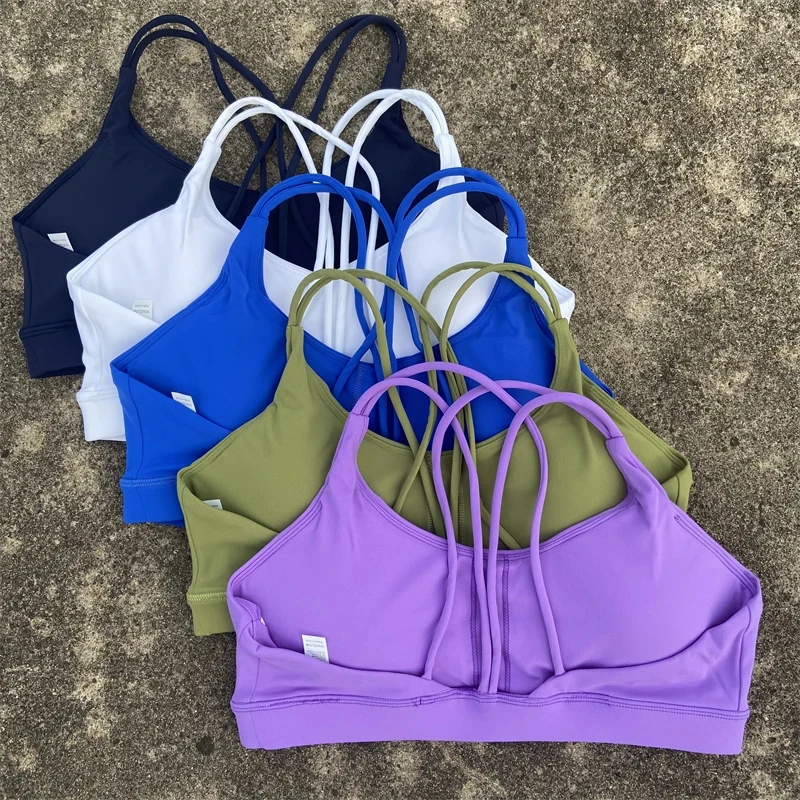 

Women Cross Straps Sports Bra Gym Workout Crop Top Yoga Vest High Impact Fitness Bralette Push Up Running Tight Padded Underwear