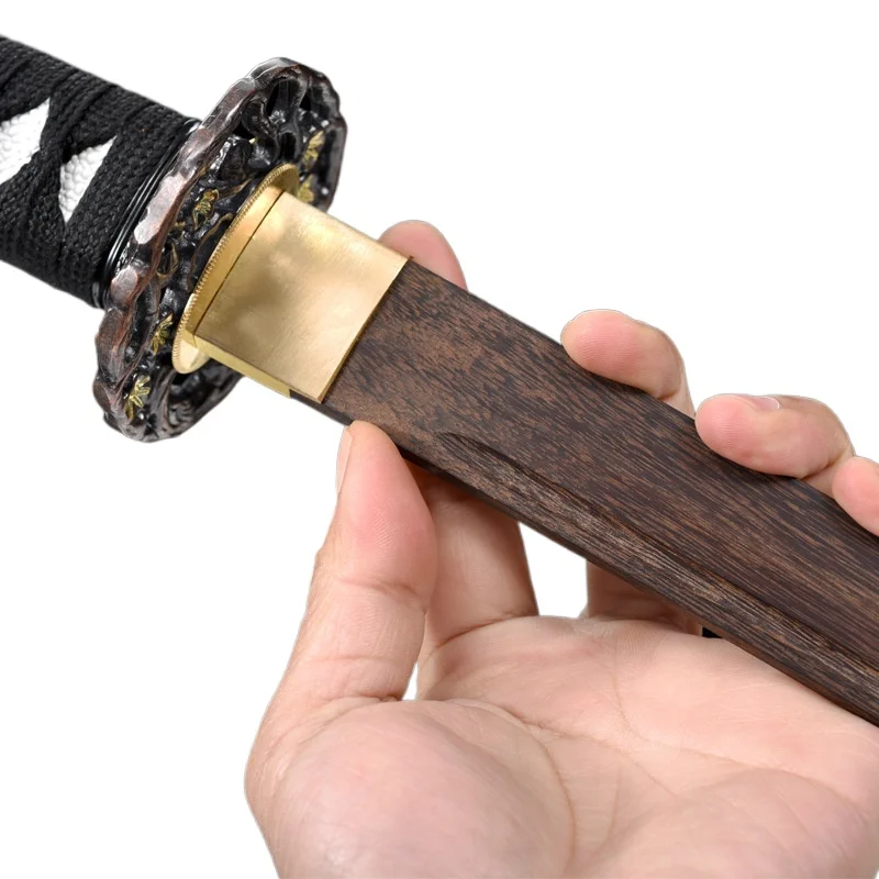 Iaido Wooden Sword Full Tang with Scabbard | Rosewood Kendo Practice Sword Japanese Samurai Training Prop Unsharp