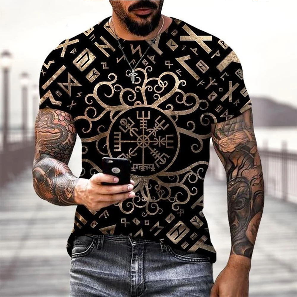 Wikinger Tattoo 3D-Druck T-Shi – Summer Viking Clothing Bewertung und Preis