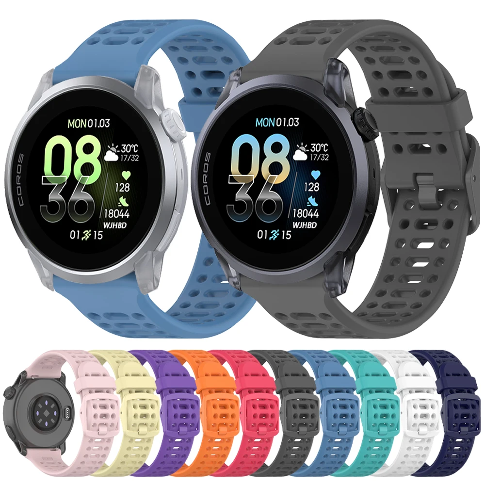 20 22mm Sports Band For COROS APEX 2/42mm PACE 2 Watch Strap For COROS PACE 3/4/APEX PRO/2Pro/46MM Silicone Replacement Bracelet