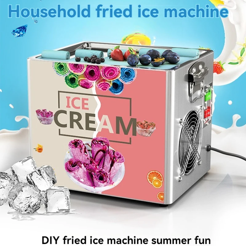 Tabletop Electric Fried Yogurt Maker Fried Ice cream Machine Home Fried Ice Cream Rolls Fried Fruit Machine Snack 110V/220V