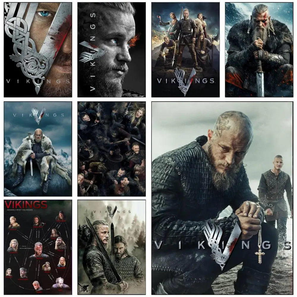 Nordic Viking Warrior Art Poster HD-Kunstposter, selbstklebend, für die Wand, wasserfest, für Zuhause, Wohnzimmer, Schlafzimmer, Bar, ästhetische Dekoration