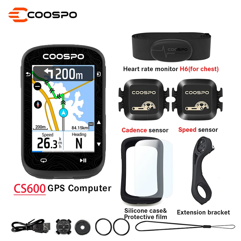 Coospo CS600 GPS-fietscomputer Fiets Kleurrijk touchscreen Snelheidsmeter Cyclus Digitale stopwatch Type-C Fietsen Kilometerteller