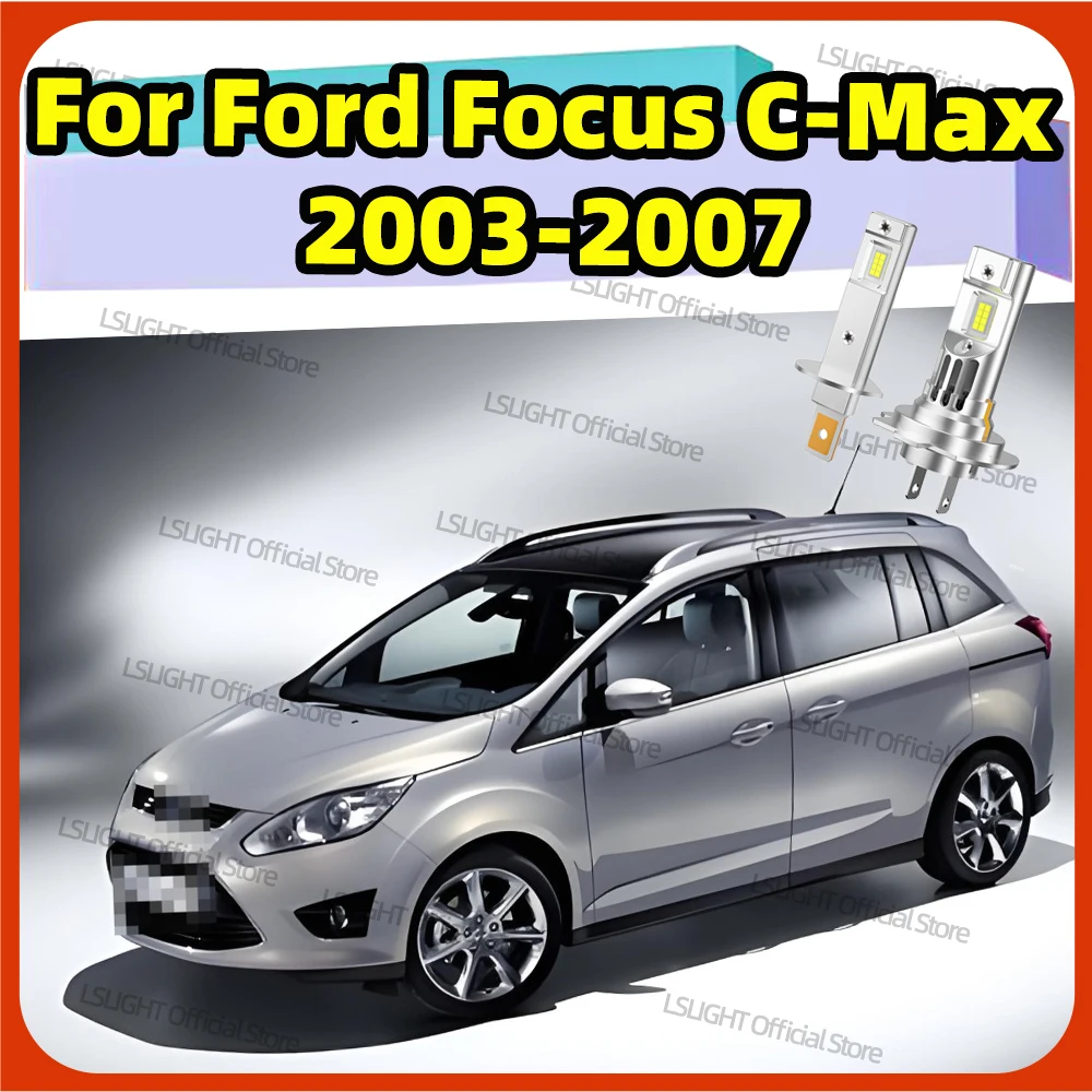 2/4x Super Bright LED Headlights 30000LM 3570 CSP Bulbs For Ford Focus C-Max 2003 2004 2005 2006 2007 Auto High Low Beam 12V