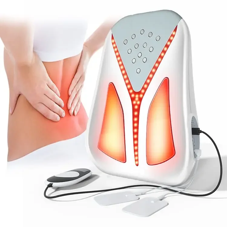 Hot Compress Lumbar Massage EMS TENS Lower Back Massager Pain Relief Far Infrared Heating Waist Massager