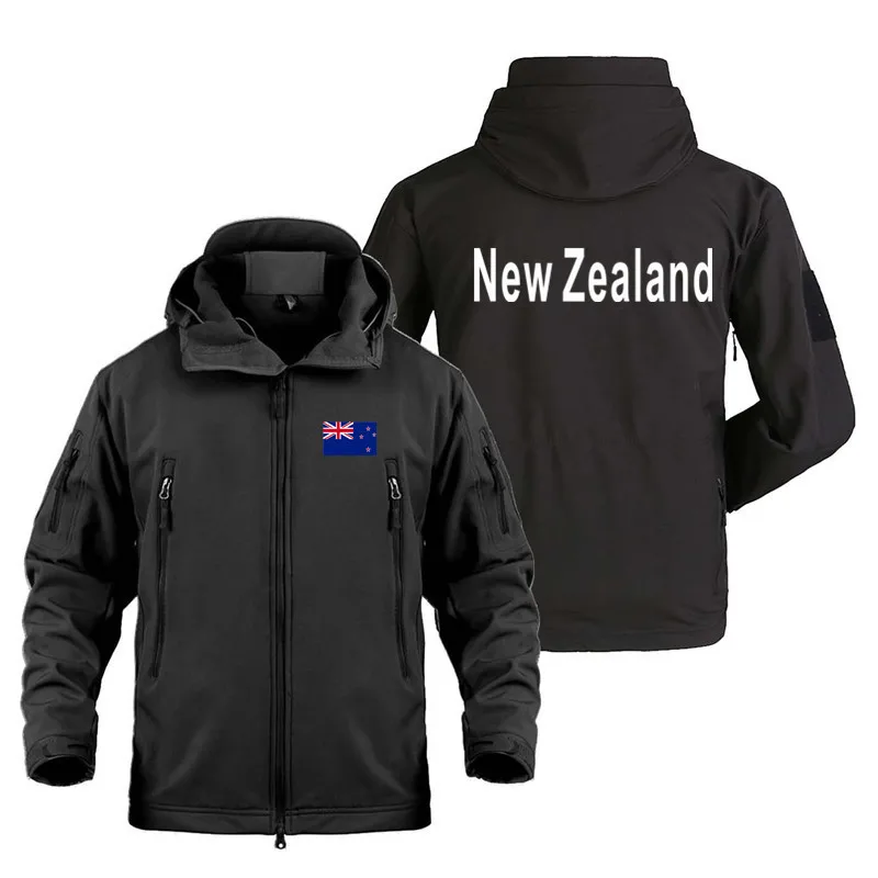 

Men New New Zealand Funny Print Outdoor Military Tactical Shark Skin Man Coats Fleece Warm SoftShell Jackets