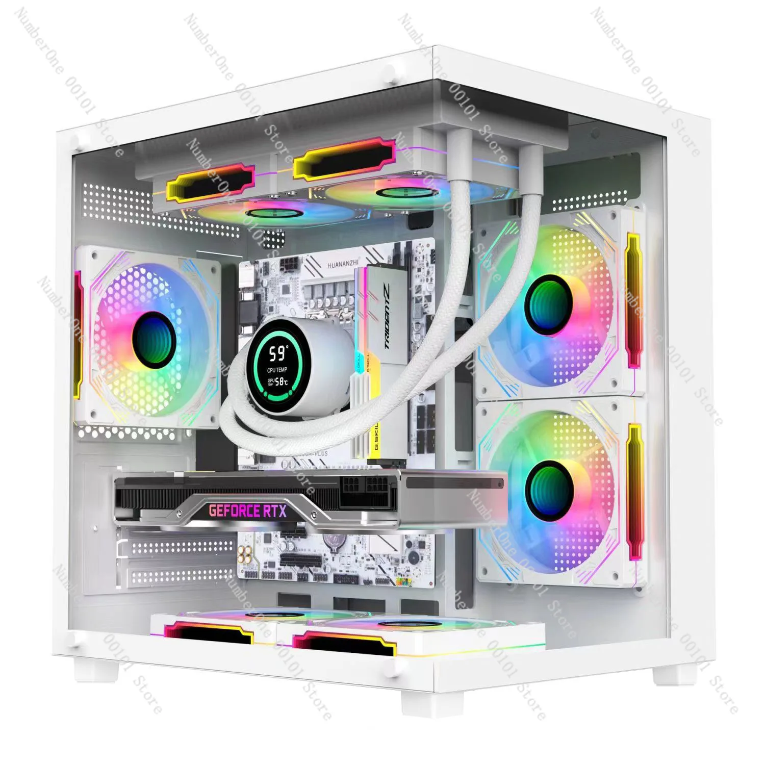 Pillarless sea view room MINI computer case desktop glass transparent matx main board 240 water-cooled white