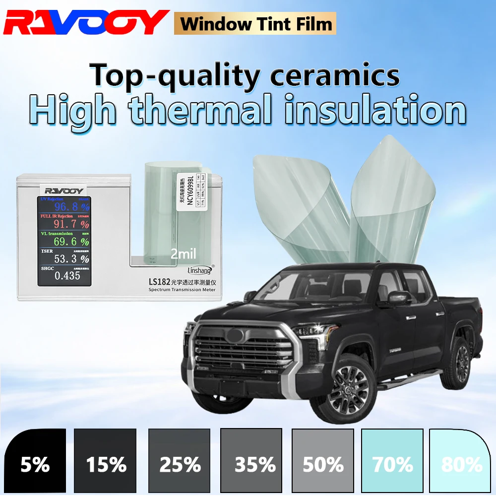 

Ravooy NCY 6099BL Series Ceramic Car Window Film Roll 2mil 60% VLT Automotive Heat Rejection Tint 152cm x 30m (59.8in x 98.4ft)