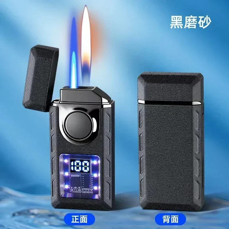 Spraakgestuurde Type-C draagbare oplaadbare aansteker, kleurenlicht, batterijdisplay, open vlamschakelaar, jetvuuraansteker