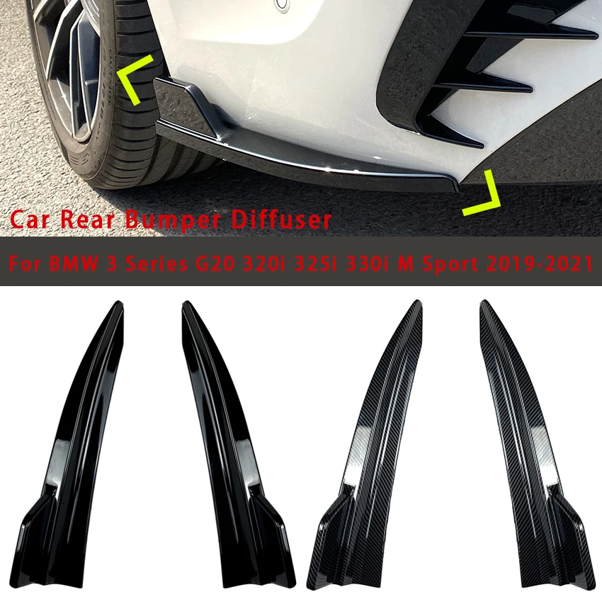 

2PCS Carbon Fiber Rear Bumper Diffuser Side Splitters Body Kit Accessories For BMW 3 Series G20 320i 325i 330i M Sport 2019-2021