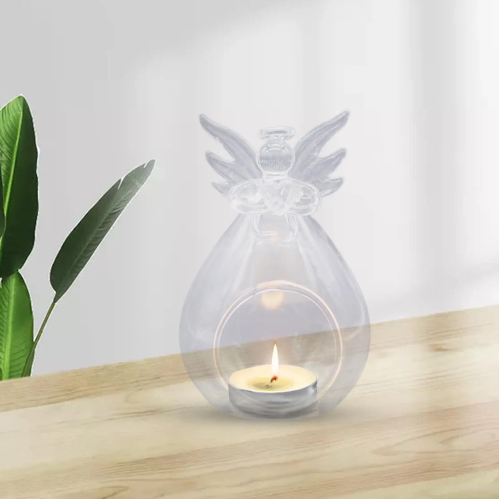 Clear Glass Tealight Heatproof Durable Angel Candle Holders Candle Holders Clear for Home Decor Weddings Restaurants and Dinner