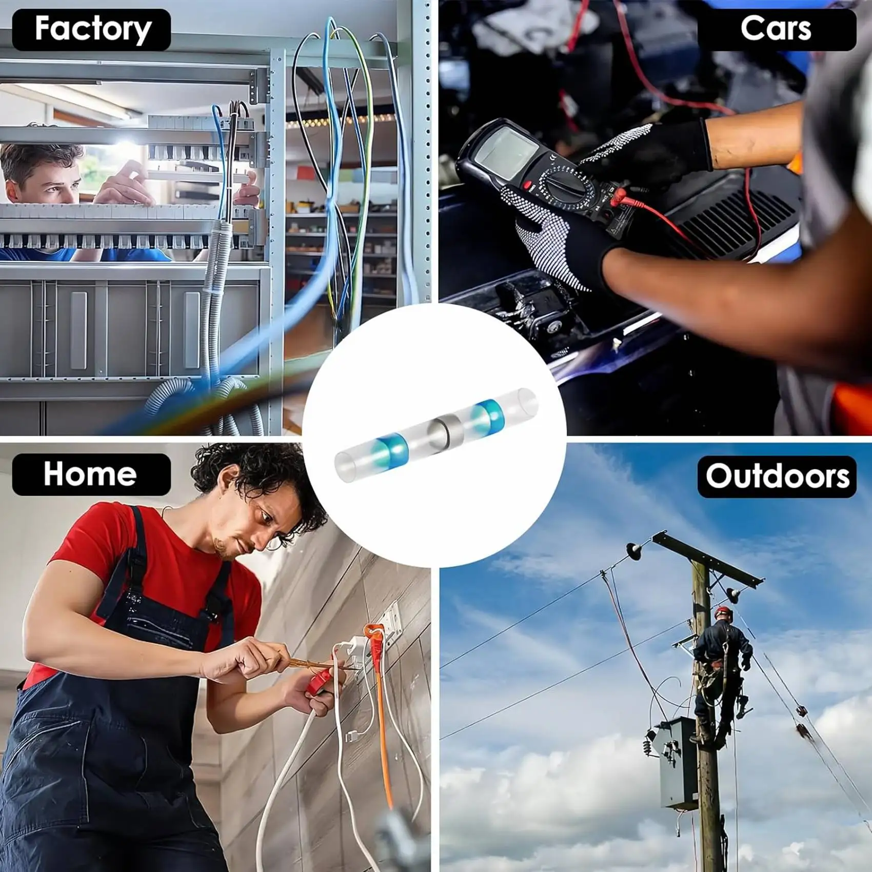 ablj-800個入り-はんだ接続コネクタ-熱収縮防水電気接続ジョイント-シールワイヤ接続端子用