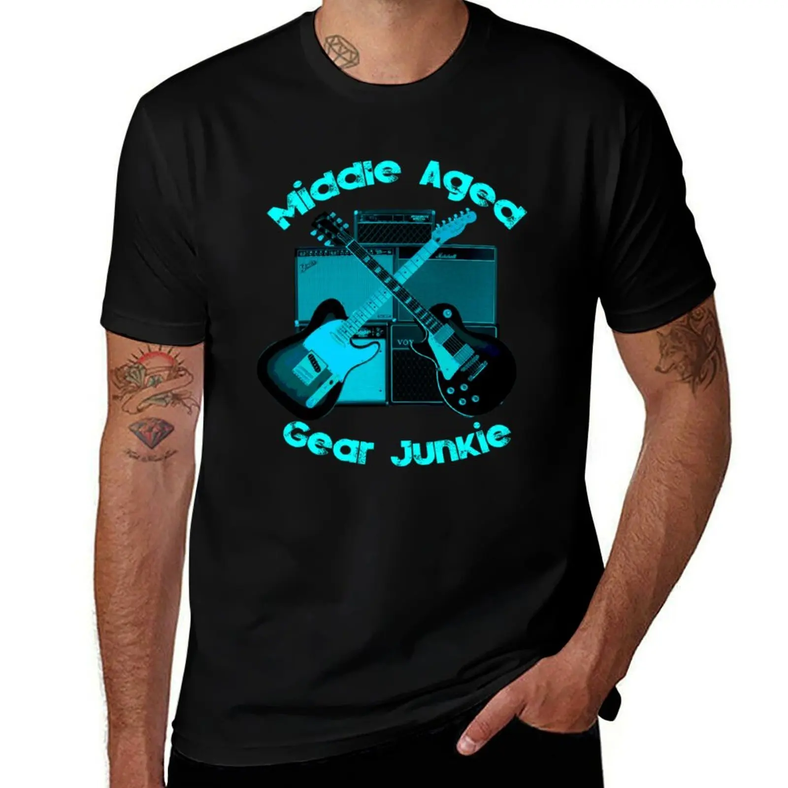 Middle Aged Gear Junkie Logo (Blue) T-Shirt Basic Breathable Solid Color T-Shirt