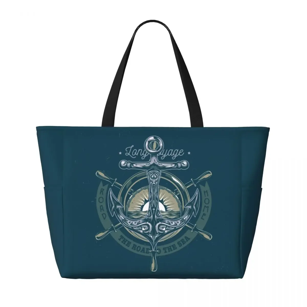 Custom Retro Vintage Nautical Anchor Travel Tote Bag Women Large Capacity Sailor Grocery Shoulder Shopping Bags