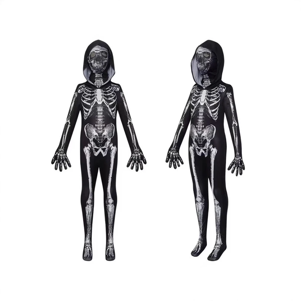 

Halloween Skull Costume Children's Terror Dress Up Hooded Game Cosplay Holiday Gift Costume