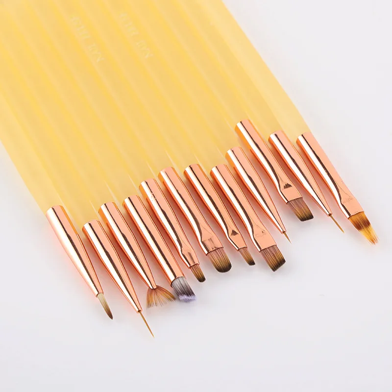 1/12 قطعة مقبض شفاف مسمار الفن فرشاة قلم تلوين كبير مربع مستدير العلاج بالضوء القلم هالة القلم مسمار قلم رسم زهرة القلم #6