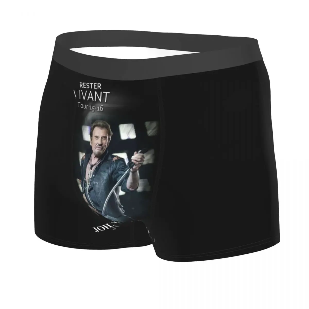 Custom Johnny Hallyday Music Singer Underwear Men Stretch French Rock Boxer Briefs