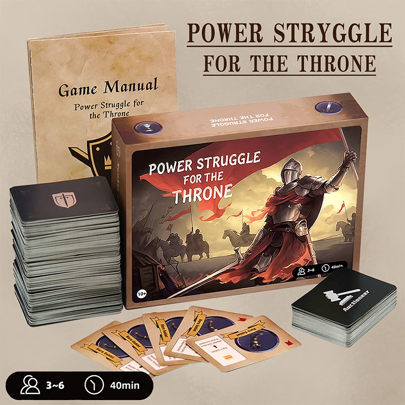 Power Struggler for the Throne: A Strategic Quest for the Crown.Party Game - Card Game for Adults, Teens and Kids -3-6 Players,4