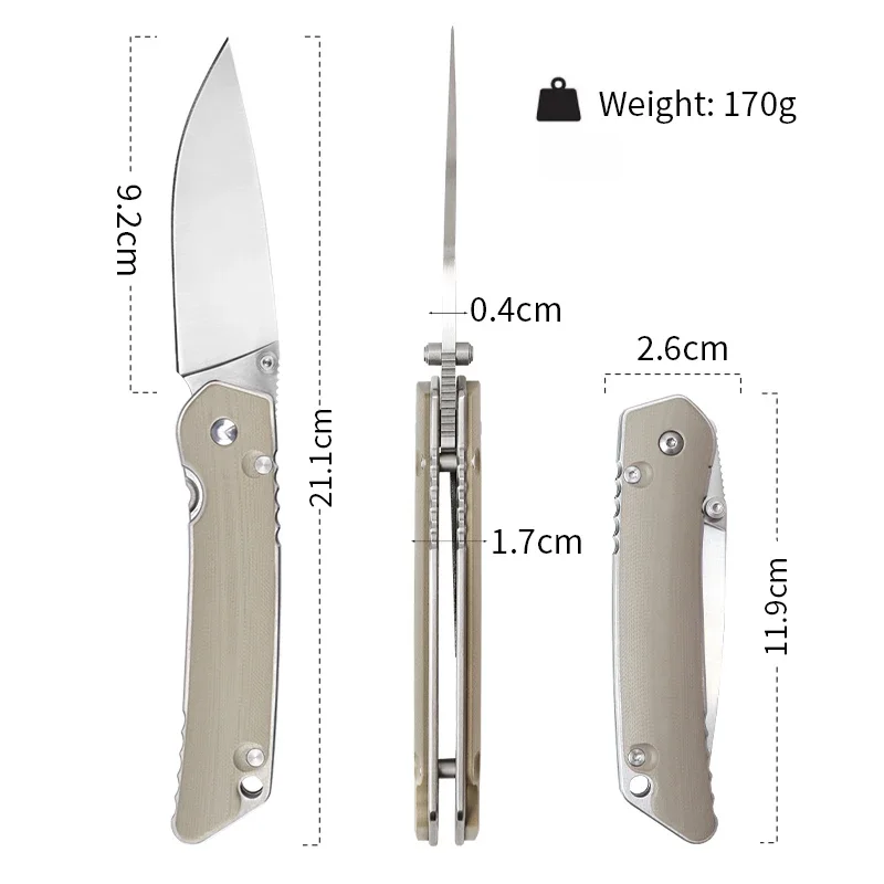 HWZBBEN D017 Folding Pocket Knife EDC G10 Handle D2 Blade Portable Camping Mountaineering Trips Woodworking Hiking Self Defense