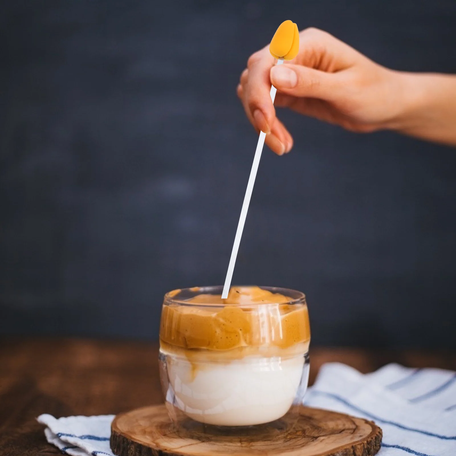 3 قطعة مسحوق الحليب اثارة بار سيليكون خلط عصا المحمولة الفولاذ المقاوم للصدأ اثارة قضيب ل عصير القهوة المثلجة #1