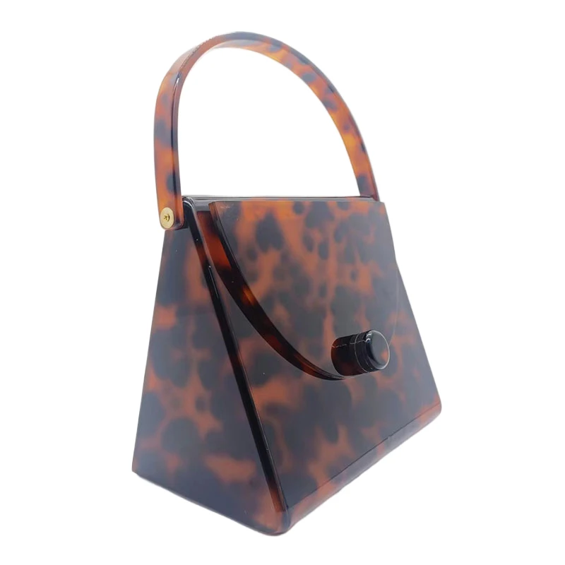 Luxury Leisure Tortoiseshell Color Dinner Bag Vintage Clutch Leopard Print Pearlescent White Simple Acrylic New Women's Handbag