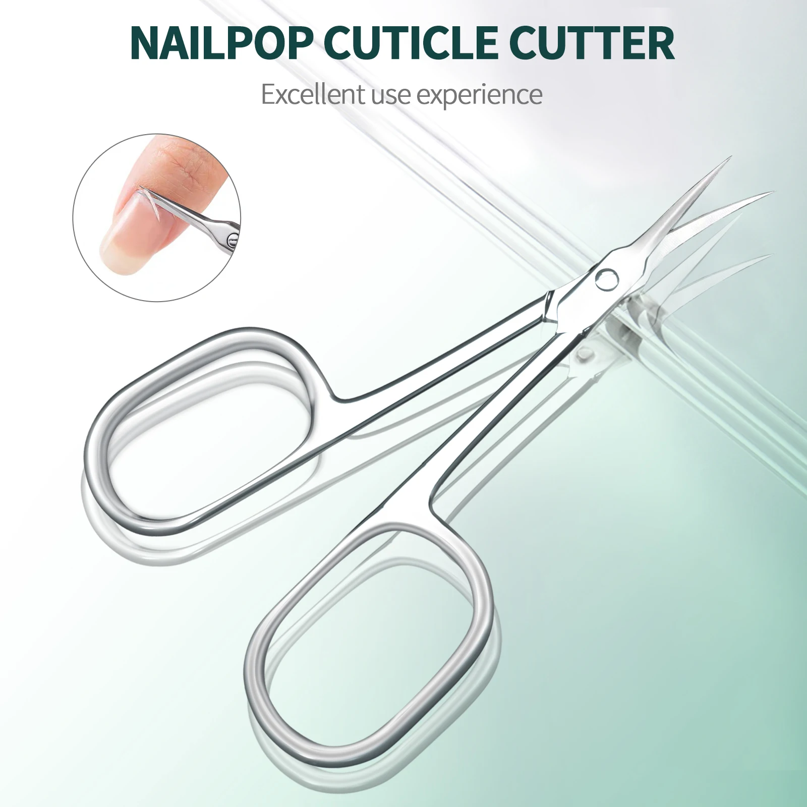 Nailpop-Tijeras para cutículas de acero inoxidable, cuchilla curva Extra fina, tijeras de manicura súper delgadas para cutículas, herramientas