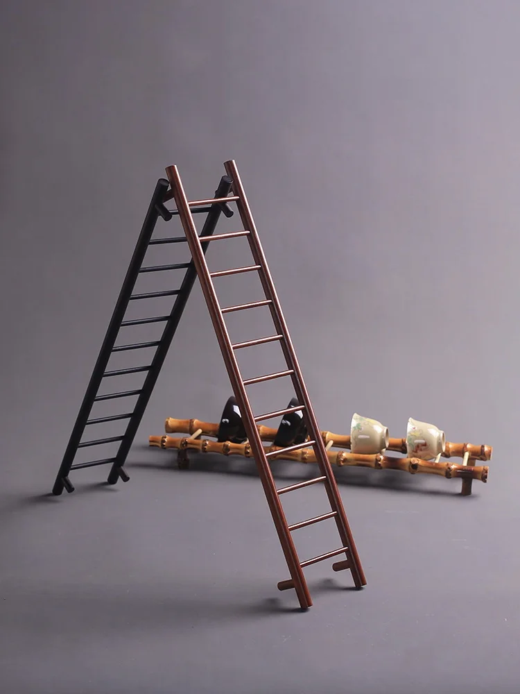 

Creative Bamboo Tea Set Display Stand Tea Cup Draining Ra Zen Garden Decorative Ornament Handmade Bamboo Ladder Cup Holder