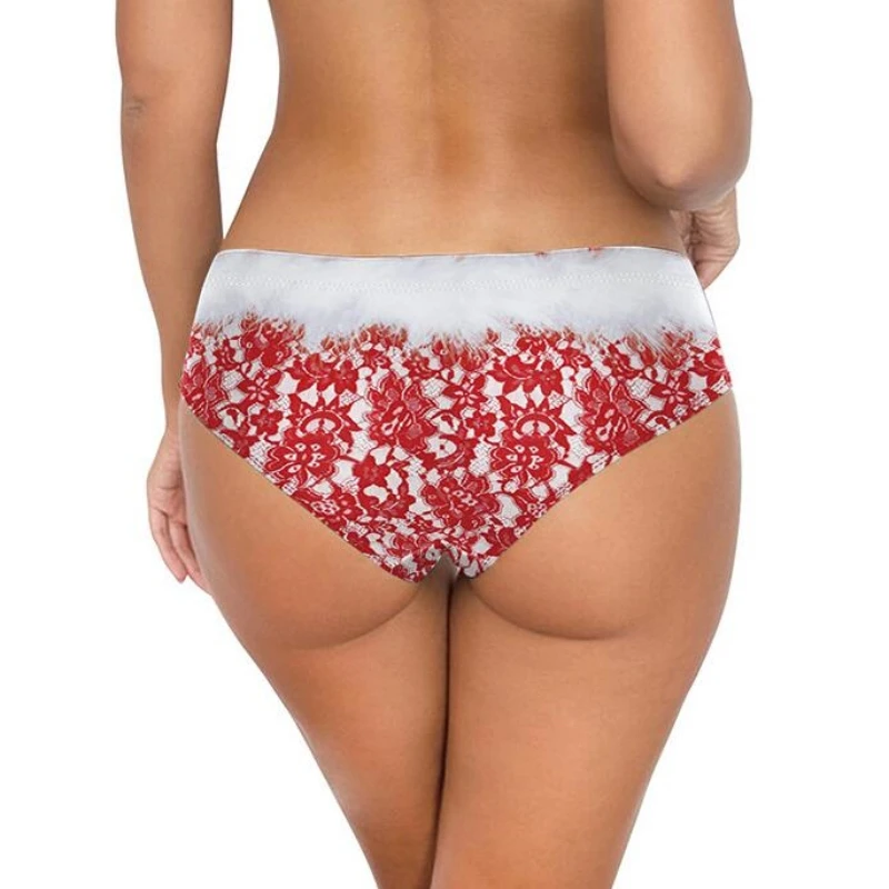 2024 New Christmas Women\'s Underwear Breathable Ice Silk Panties Christmas Deer Print Knickers Seamless Wrap Buttocks Briefs