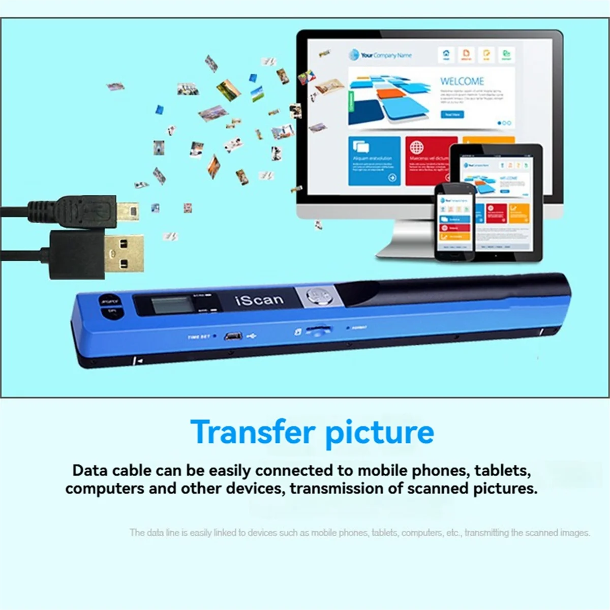 Escáner de documentos portátil X61A_900DPI JPG/PDF D