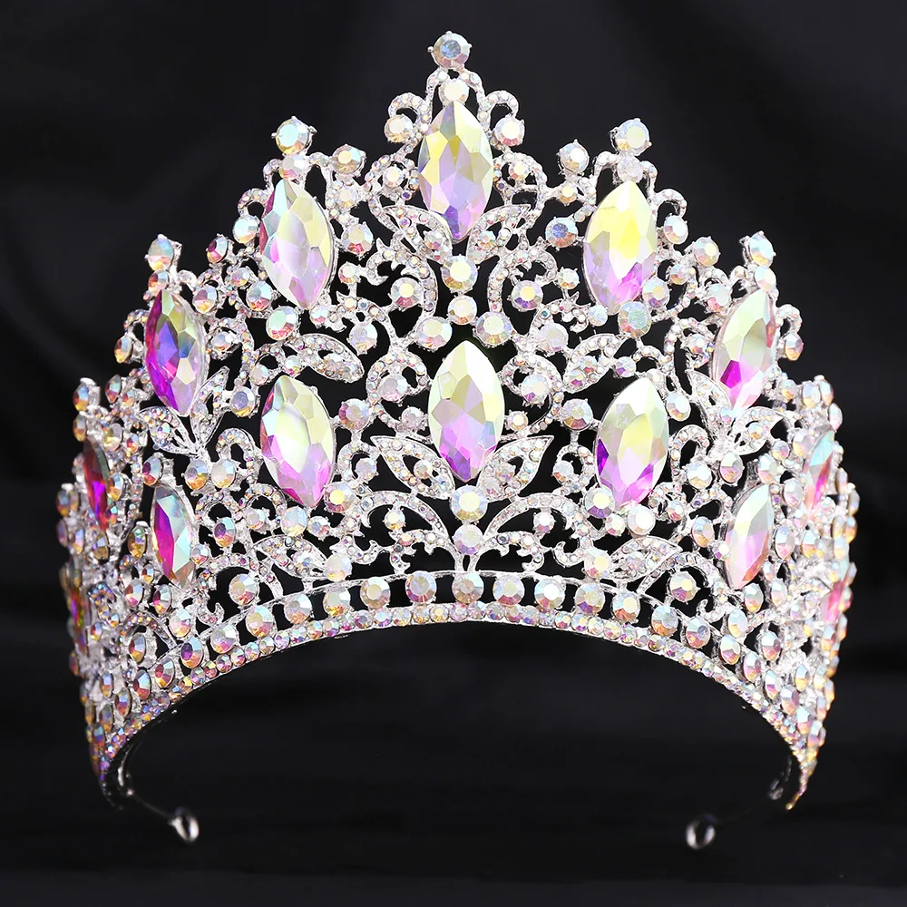 DIEZI Baroque Princess Big Crystal Crown For Women Wedding Bridal Bride Luxury Elegant Queen Tiara Crown Hair Accessories