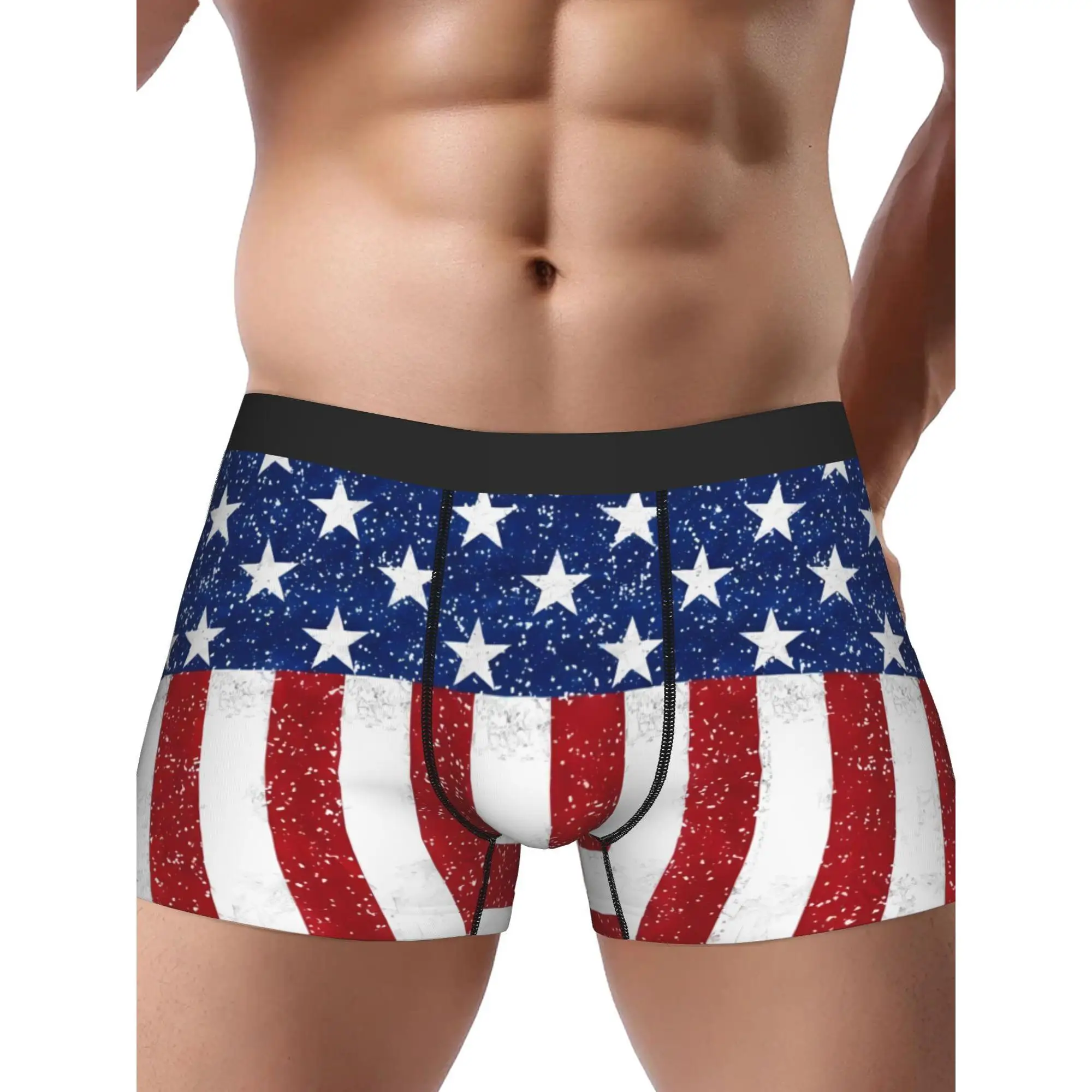 USA Stars Stripes Flag Men'S Underwear Featuring A Design of The USA Flag and An Eagle, Made From Soft and Breathable Materials