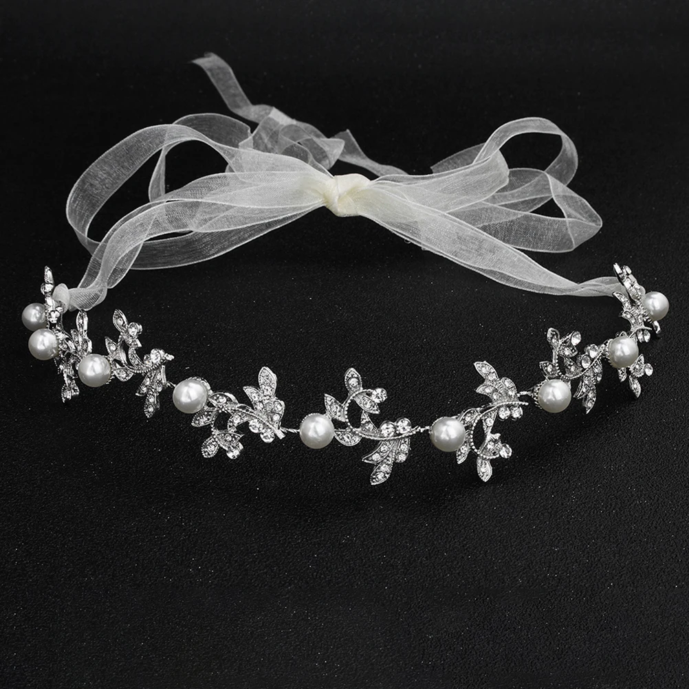 

Rhinestones Pearl Headband Women's Bridal Hair Accessories Wedding Ribbon Party Headwear