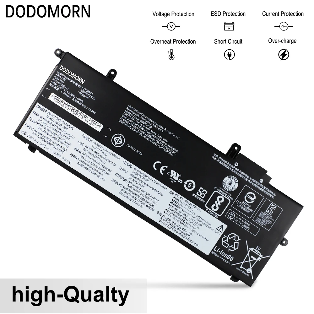 Imagem -03 - Dodomorn-bateria do Portátil para Lenovo Thinkpad X280 A285 Peças de Reposição 01av470 01av484 5b10w13922 L17c6p71 Sb10k97615 48wh