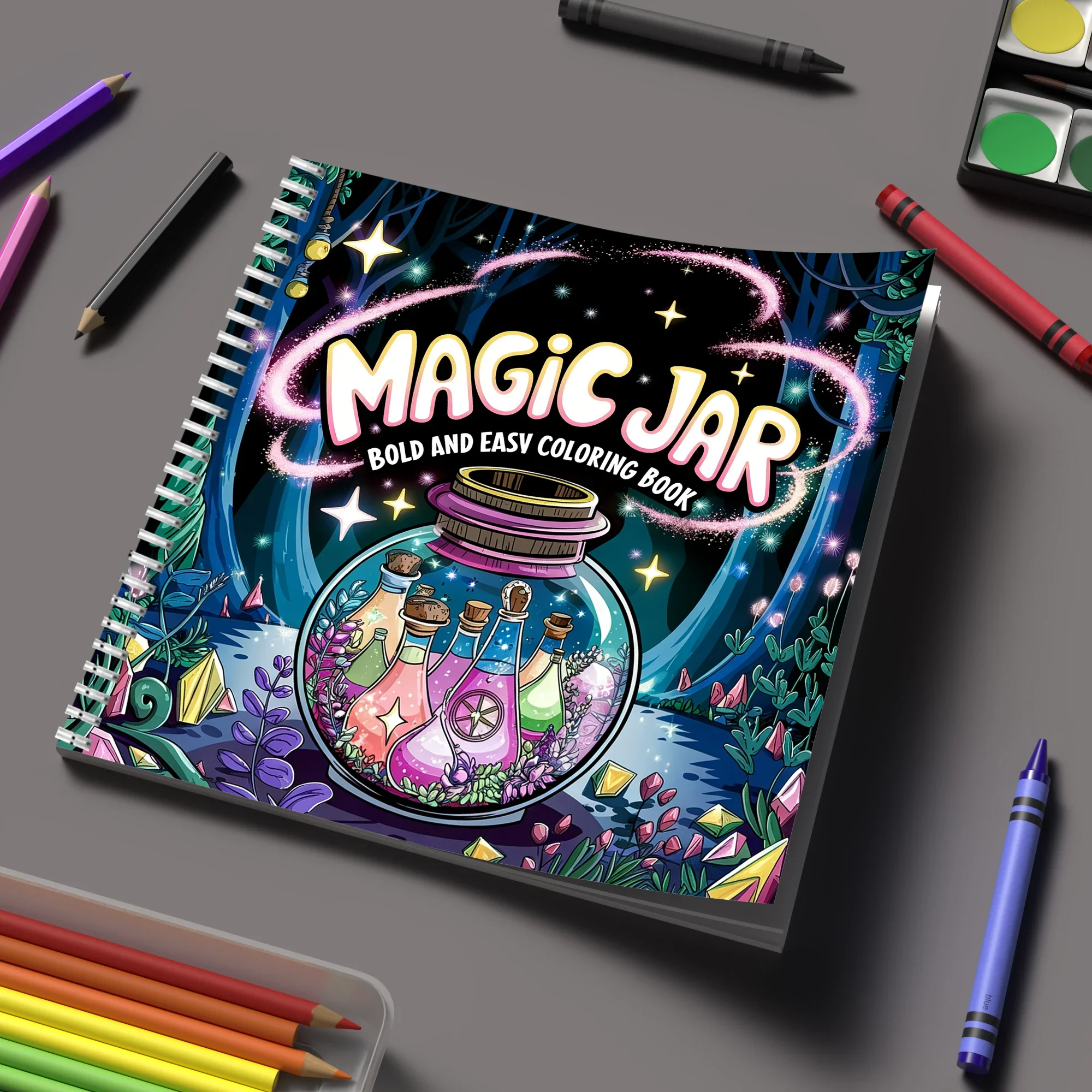 Coloring Book Magic Jar for Adult Colouring Book, Birthday Day Gift, Back to School Supplies, Adults Cute Drawing Book